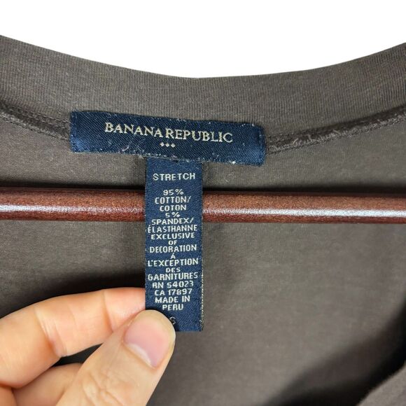Banana Republic Brown Metallic Gold Striped Half Sleeve Top Womens Small Stretch - Picture 3 of 4